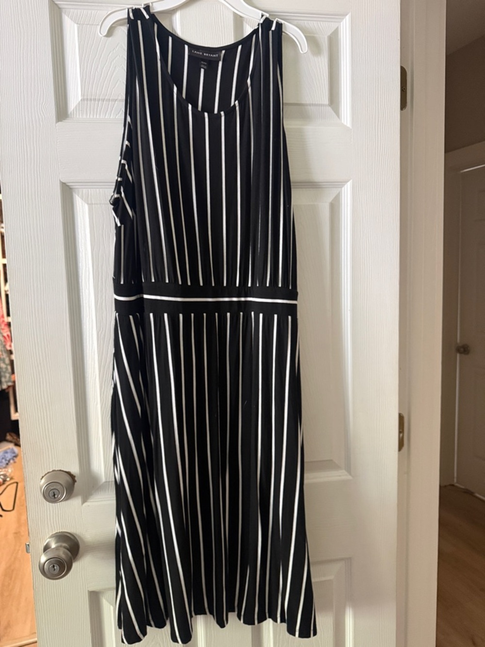 Lane Bryant Black and White Striped Sleeveless Dress